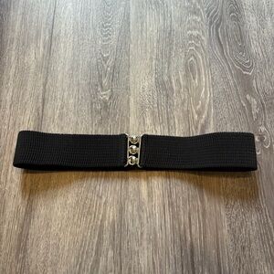 Vintage Black Stretch Belt with Silver Buckle